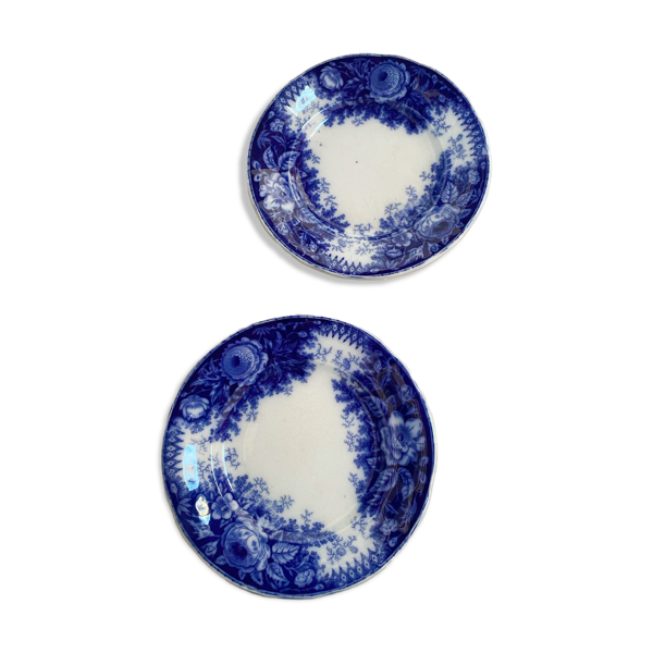 Lot de 2 assiettes à dessert U&C, Sarreguemines, modèle Jardinière