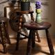 Tripod stool solid wood turned vintage