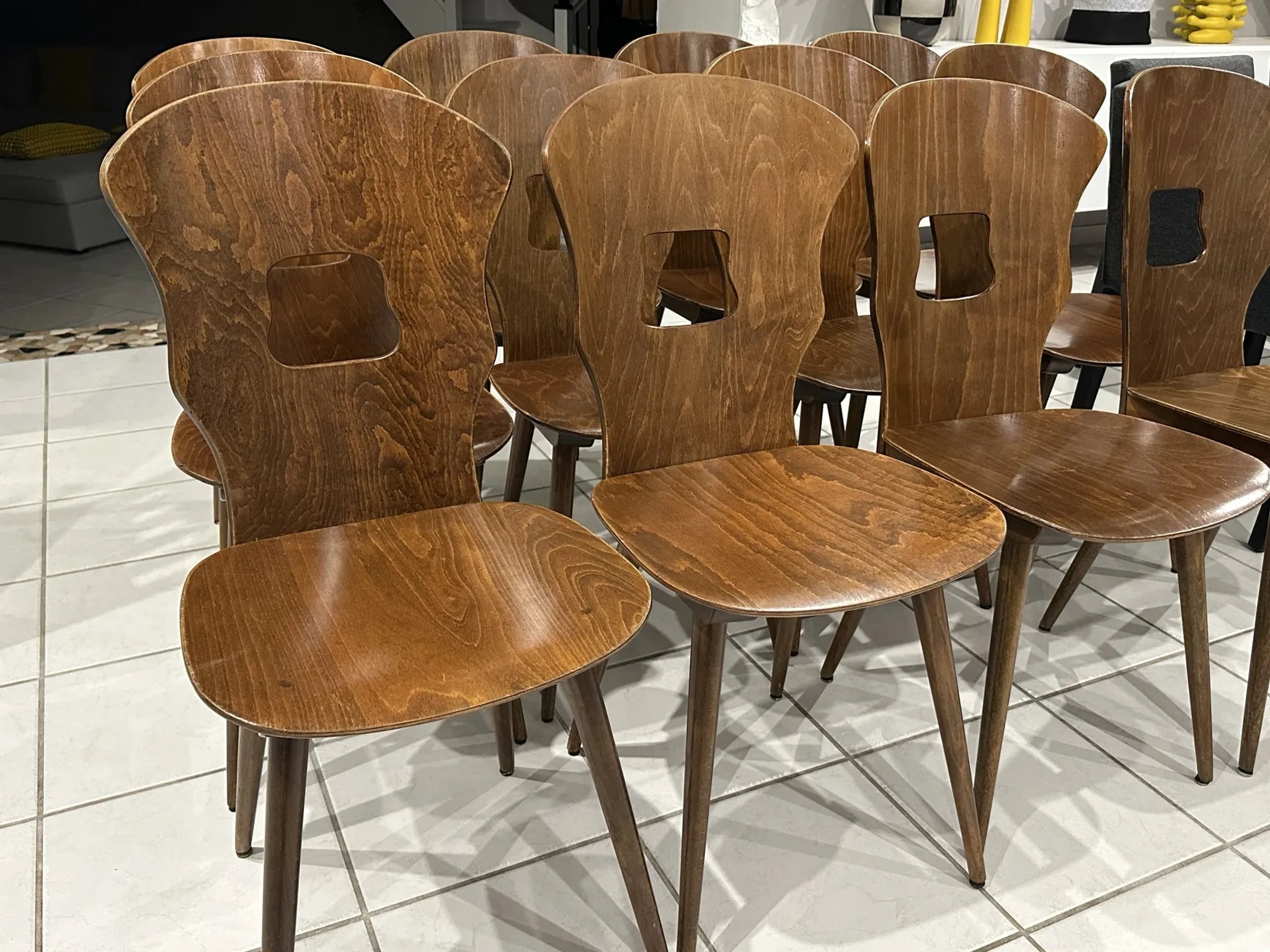 Set of 12 Baumann bistro chairs model Gentiane vintage 1970