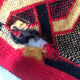 Handmade bedspread vintage red black and beige
