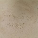 Large handmade decorated ceramic dish. Ruth Grønne Denmark 2001