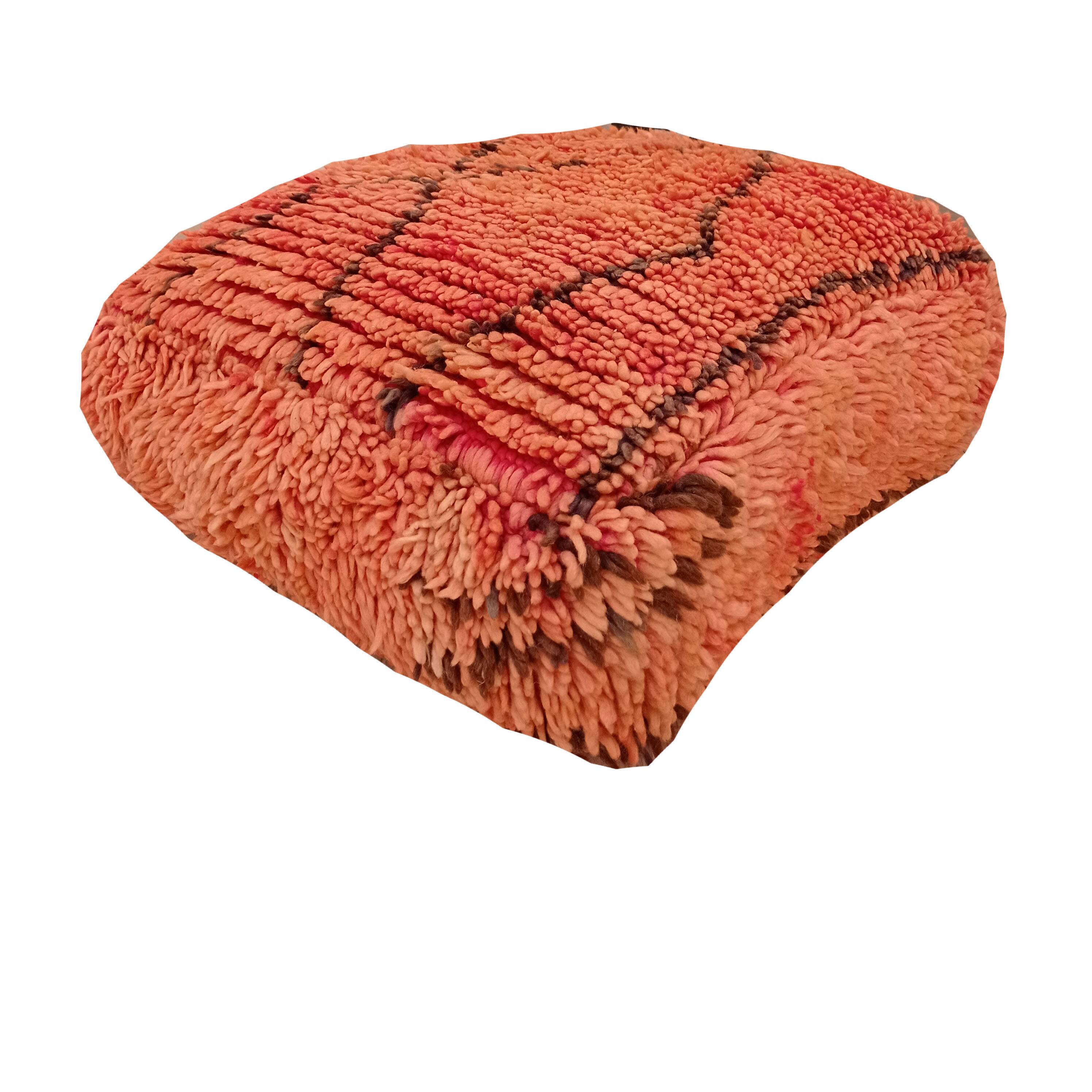 Handmade Berber pouf in wool 60 X 60 X 20 CM