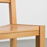 Solid beech chairs with log backs, French work, 1980