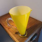 Pitcher, handcrafted vase in yellow glass