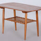 Restored Mid-Century Style Coffee Table, Cherry-Tree, Rattan, 1950s, Czechia