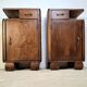Vintage Art Deco Nightstands Pair Wooden Bedside Tables with Brass Har