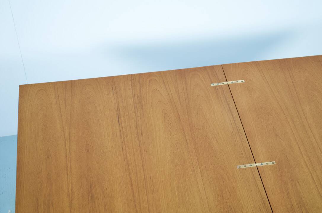 Transformable table teak and steel 1950's french manufacture