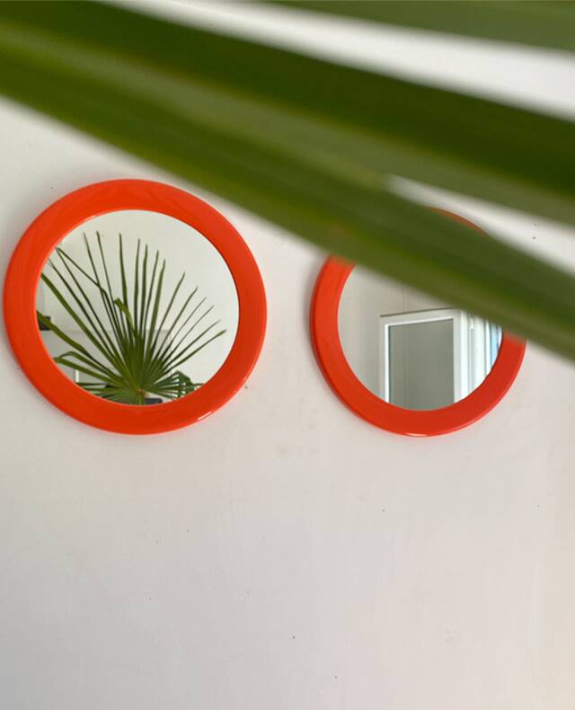 Round orange mirror SYLA 1970