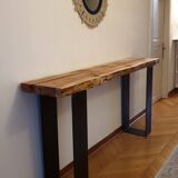 redwood console with steel foot