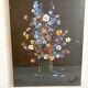 Painting on canvas bouquet of flowers signed 35 X27