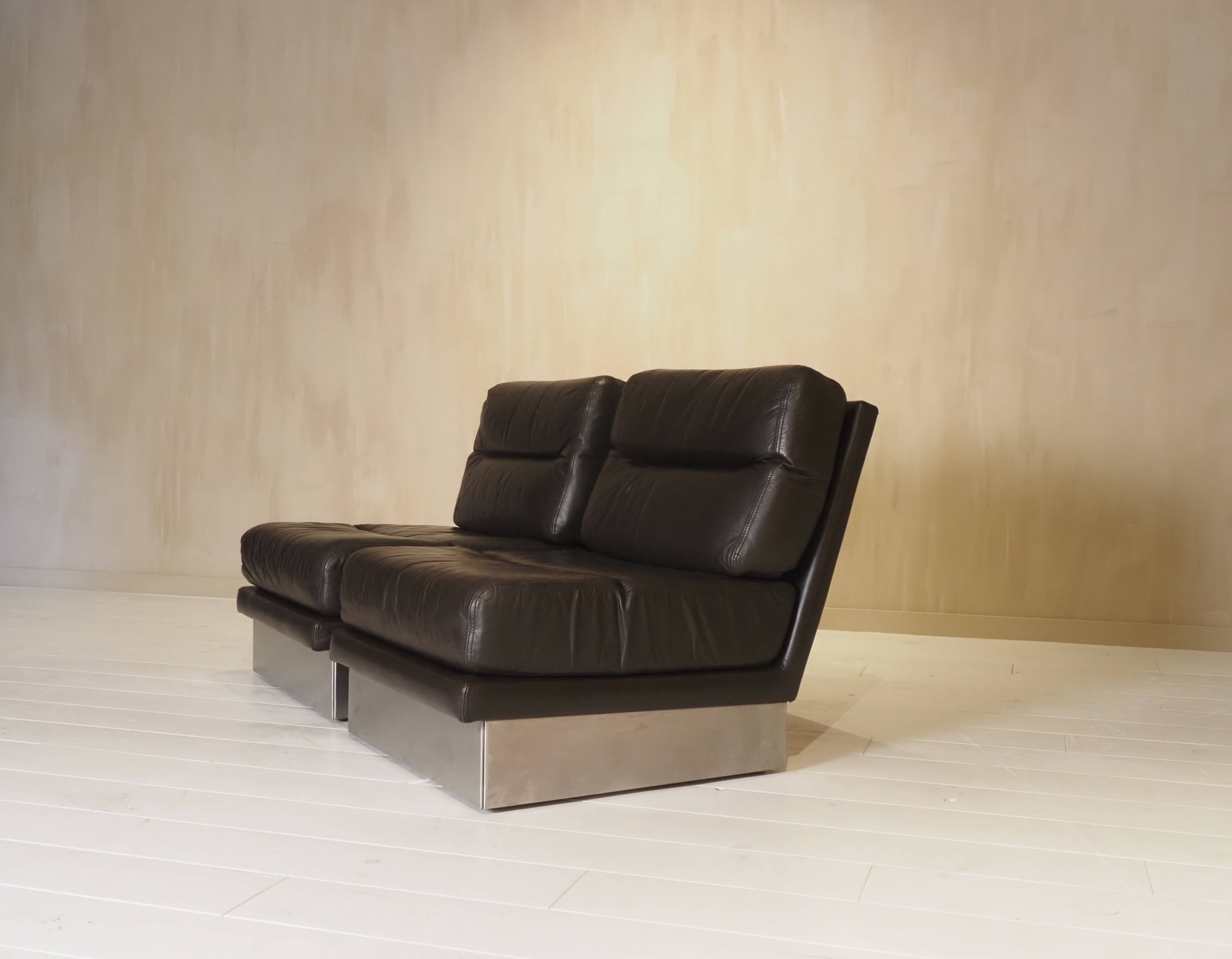 Roche Bobois French lounge chair set from the 1970s