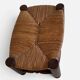 Rustic French Low Footstool in Turned Wood and Rush, Early 20th Century