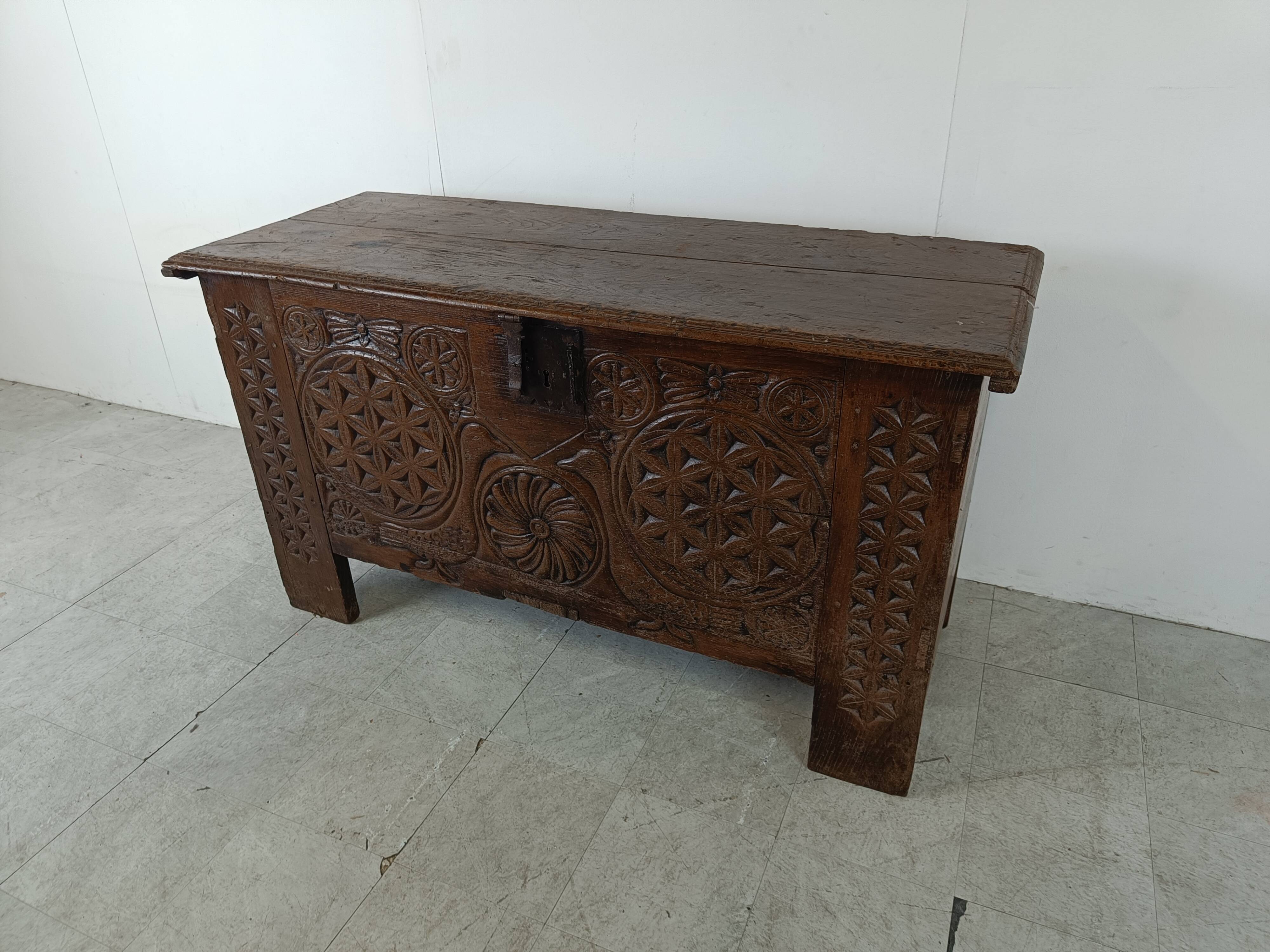 A large flemish 18th century oak chest