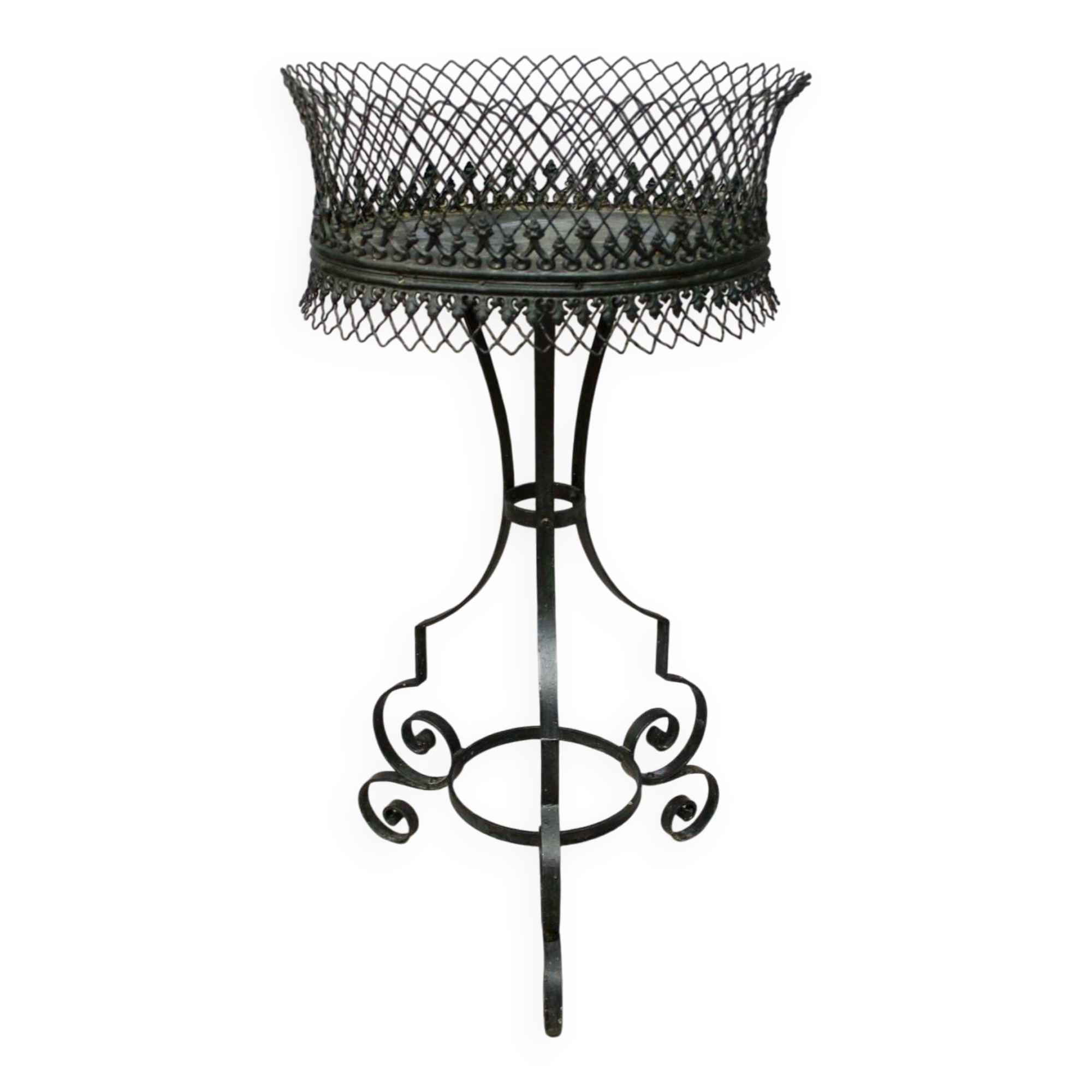 Wrought iron planter on stand