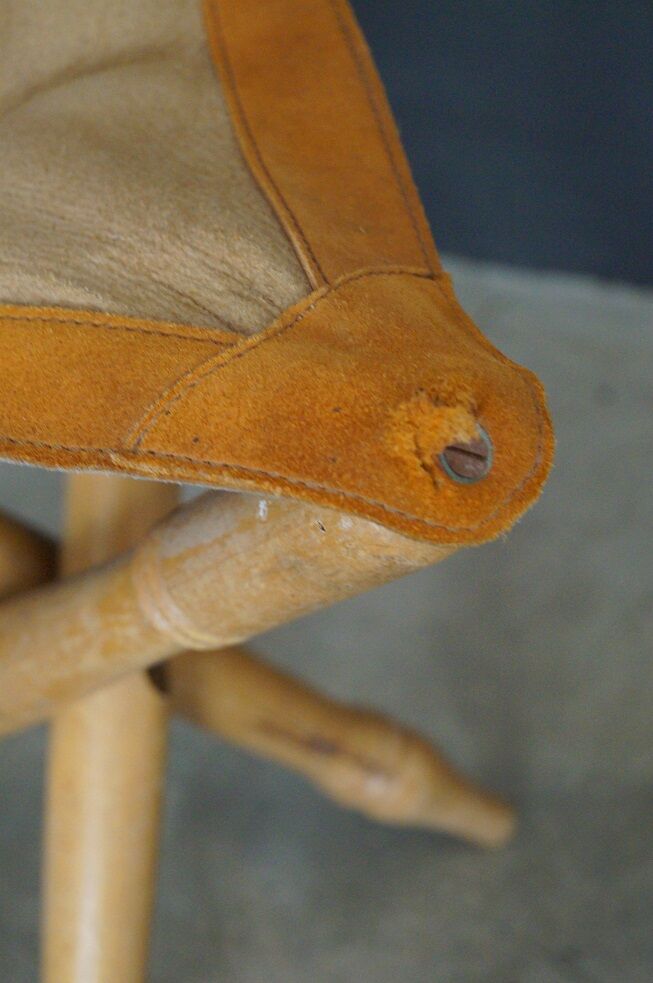 1950 leather folding stool