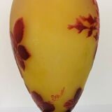 Gallé vase decorated with red roses
