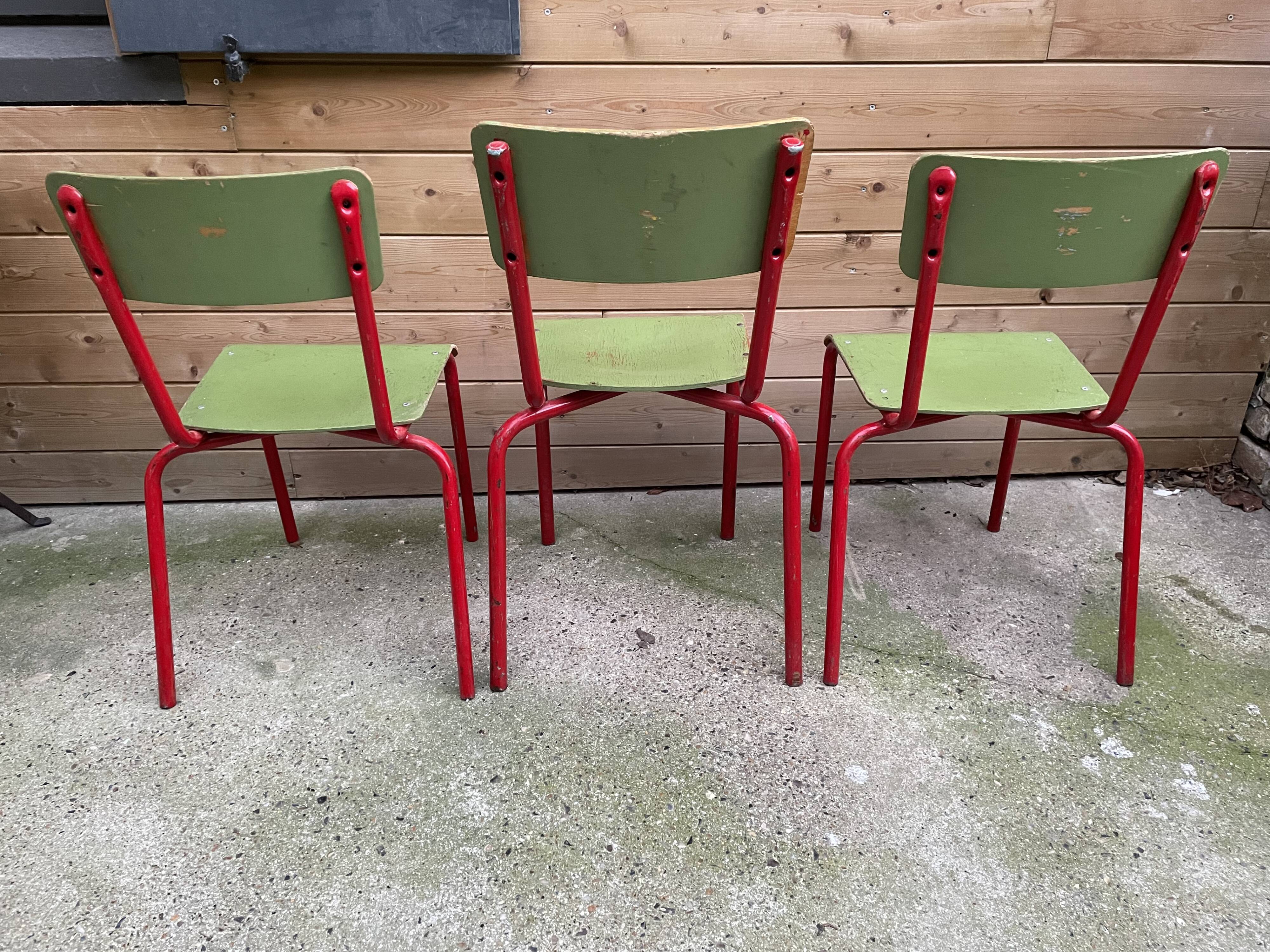 Set of 3 vintage school chairs