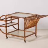 Bar Cart in Bamboo & Rattan, 1950s Denmark