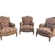 Old shepherdess armchairs louis XV style flocked fabric flower