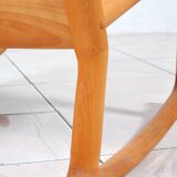 Chaise à bascule en hêtre et cuir par Hans Olsen pour Juul Kristensen
