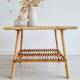 Antique rattan coffee table