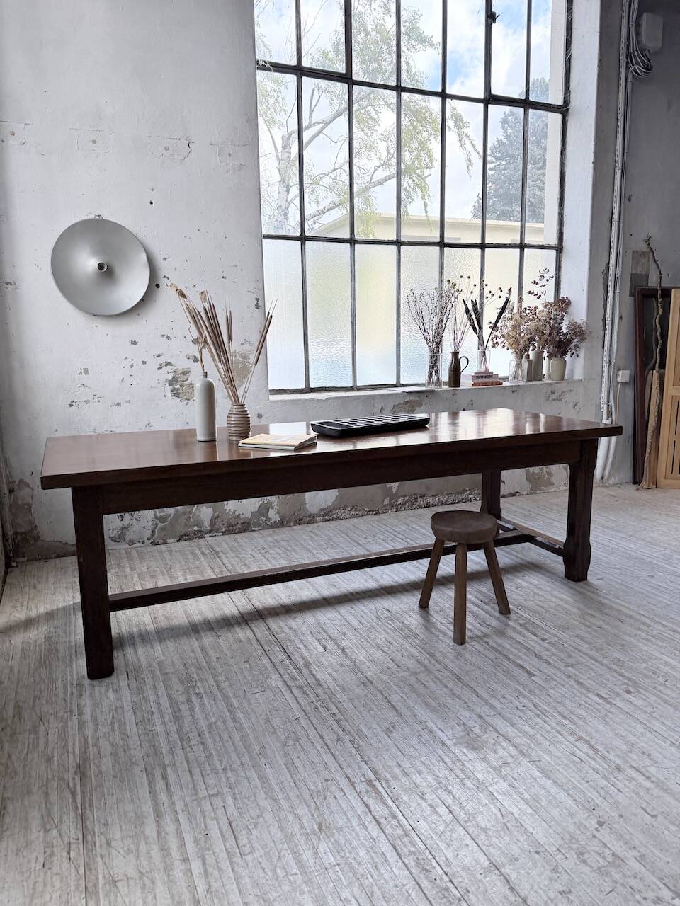 Table de ferme campagne noyer massif XL 250cm