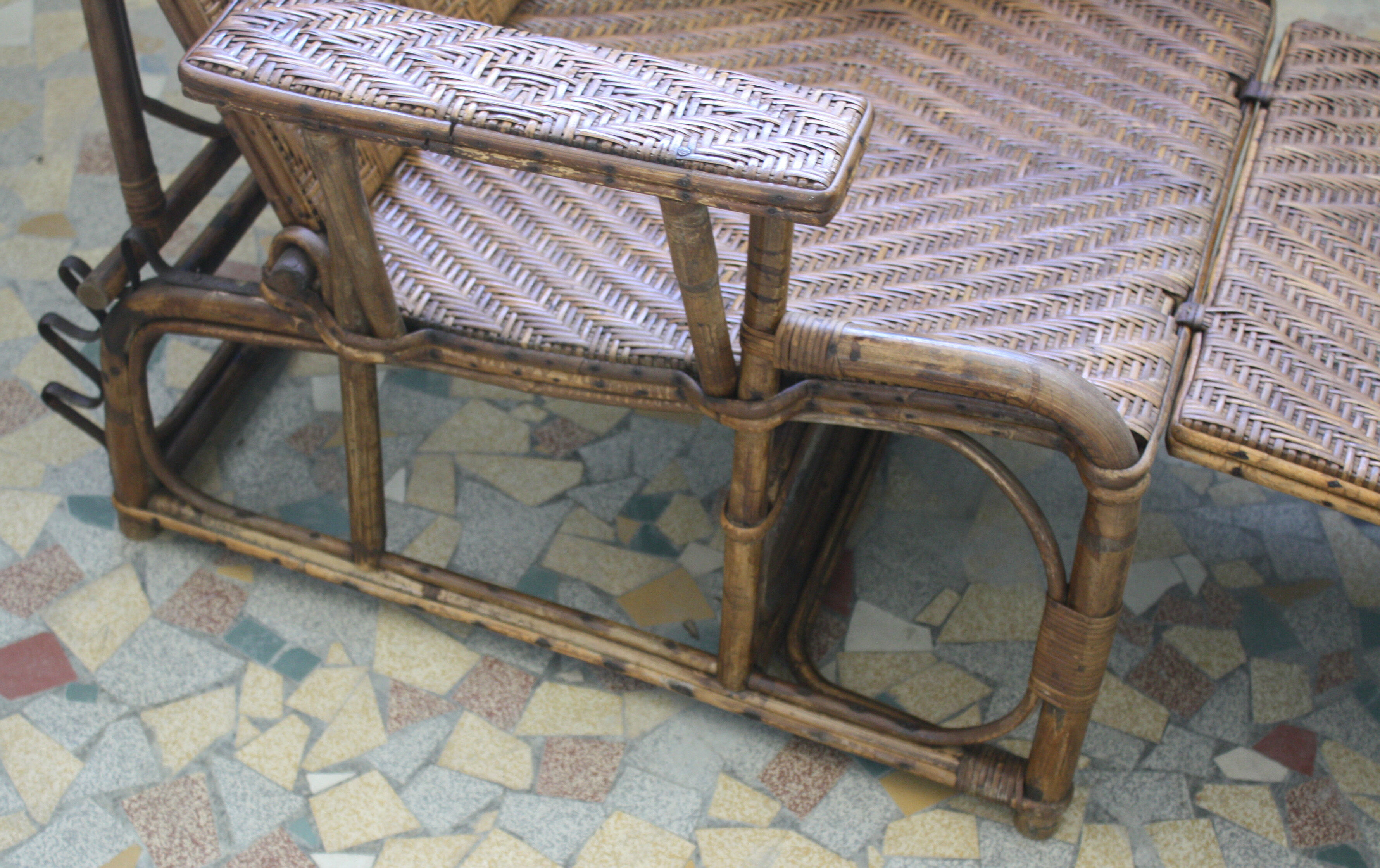 Chair long vintage rattan