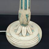Art Deco wooden lamp painted in white and patinated blue, France, Circa 1920