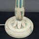 Lampe en bois Art Déco peinte en blanc et bleu patiné, France, Circa 1920