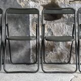 Set of 4 folding military chairs stamped Verhaeghe