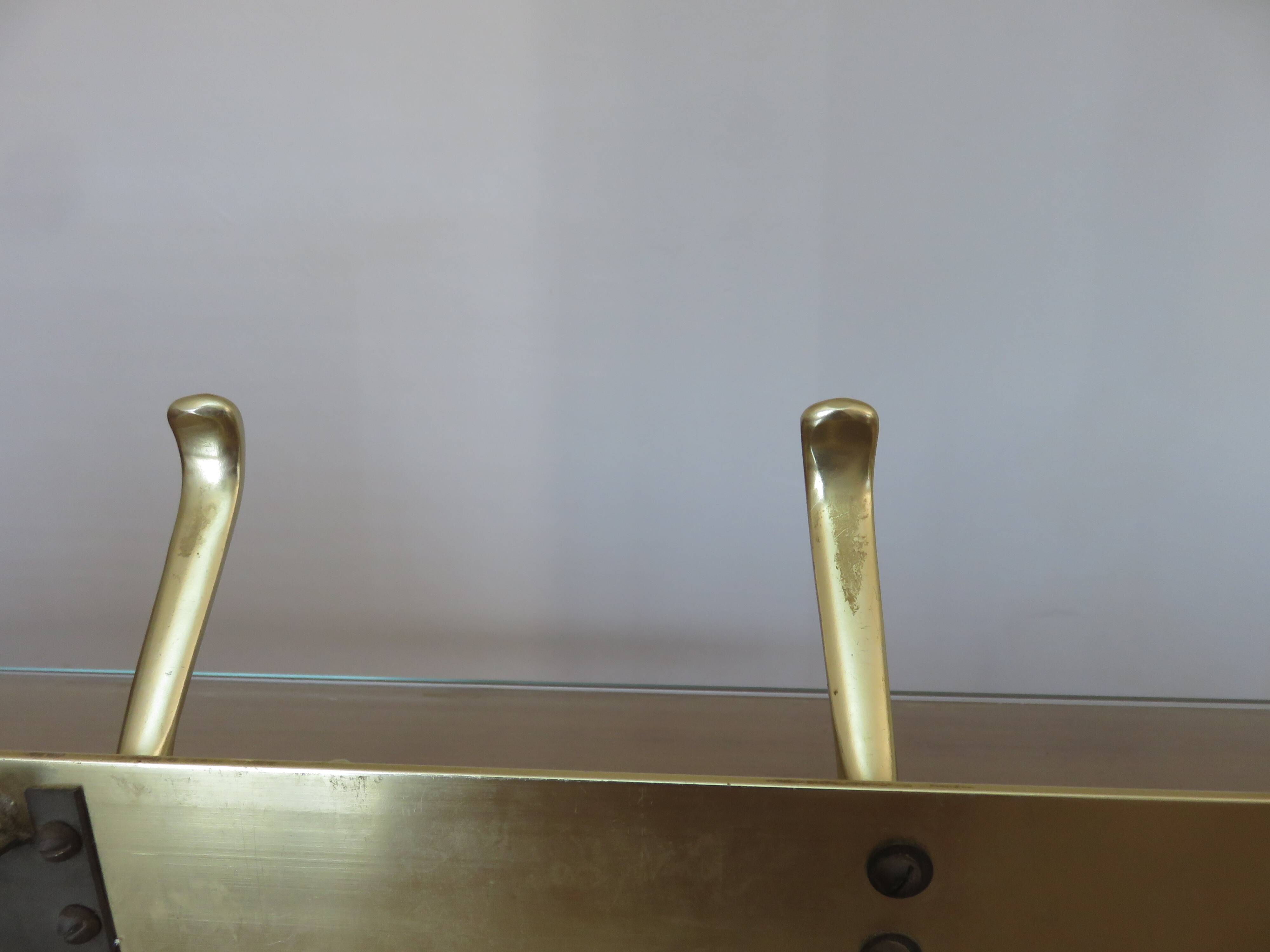 Large wall-mounted coat rack in gold aluminum, 60s-70s