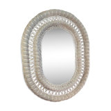White rattan mirror