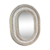 White rattan mirror
