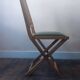 Set of 6 vintage French chairs in solid wood, canework and sky green