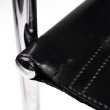 Pair of Matteo Grassi MG5 chairs in black leather and chrome