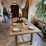 Solid wood farmhouse table with 2 extensions