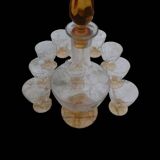 Amber liquor service 1930 glass and faceted carafe
