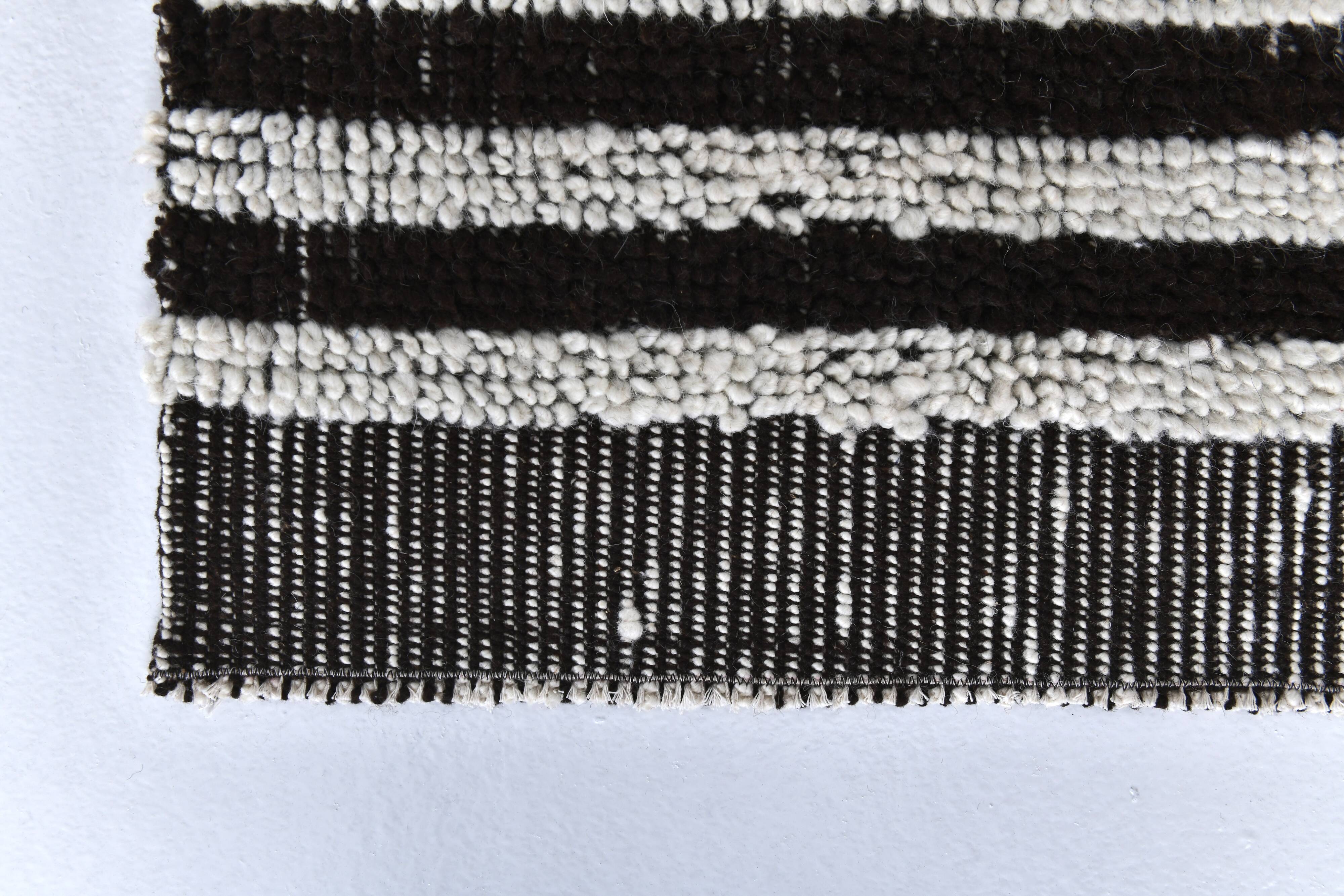 2x9 Brown White Striped Runner Rug, 69x289Cm SK 242096