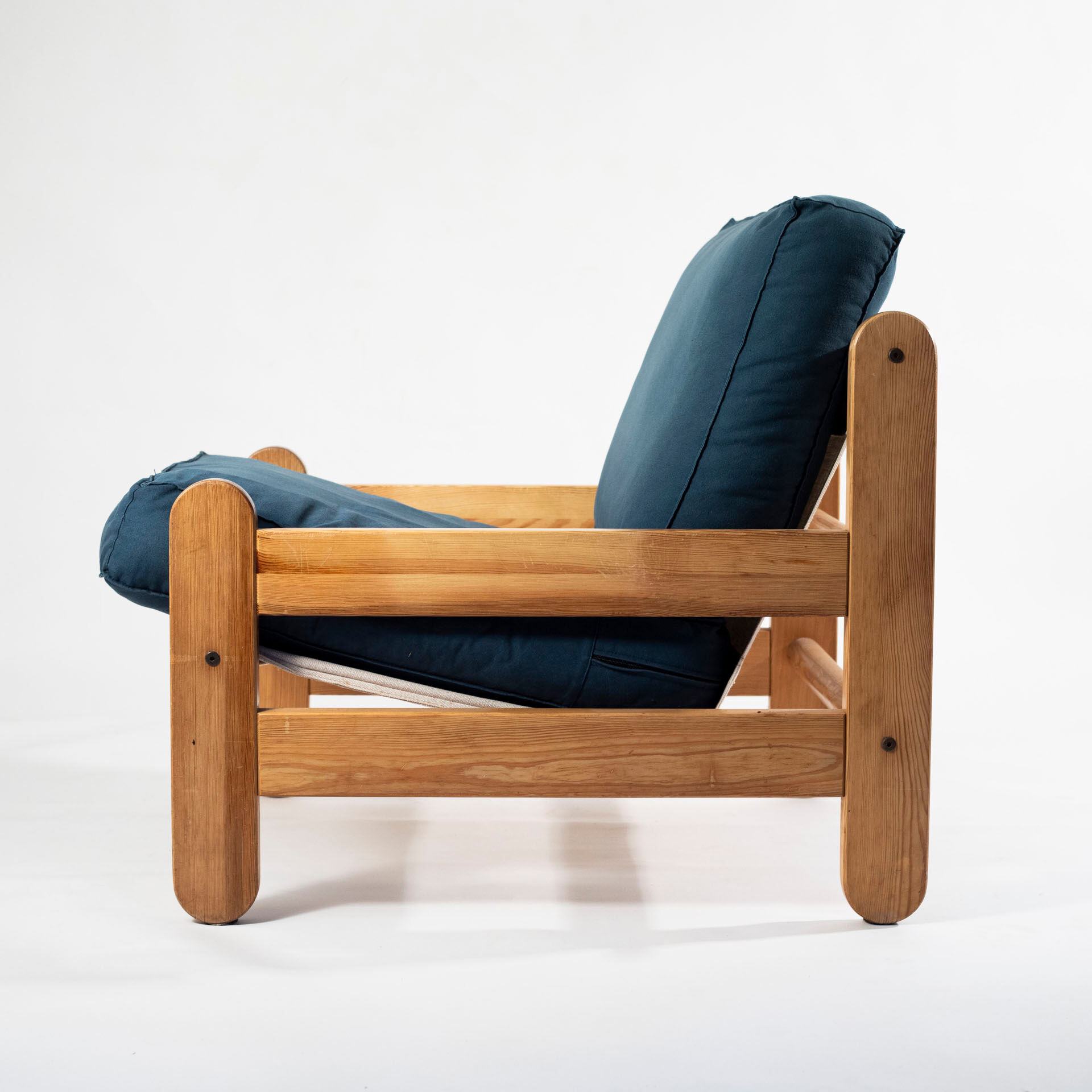 Sling chair in pine, canvas and shipskin, 1970s