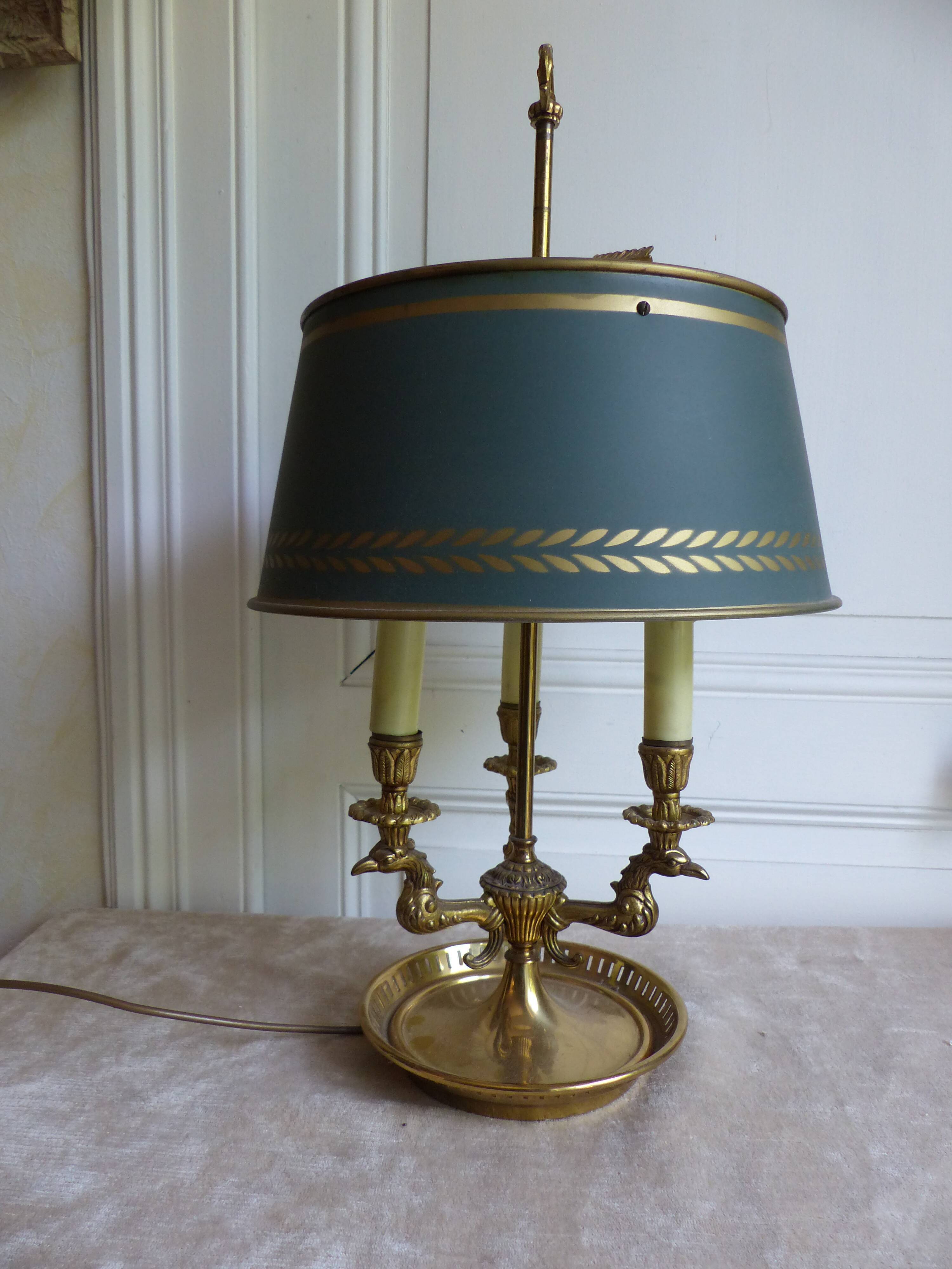 Golden bronze hot water lamp and tin lampshade
