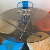 Round kitchen or dining room in smoked glass chrome structure an70
