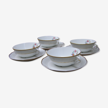 Four porcelain tea cups