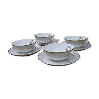 Four porcelain tea cups