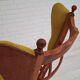 Danish high-backed ear flap chair, 1960s, reupholstered, solid oak, furniture wool