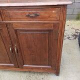 Low Parisian sideboard in solid wood 2 doors 2 drawers art deco handles