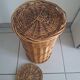 Large woven wicker basket with lid – vintage spirit