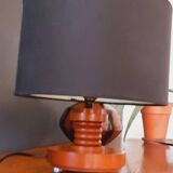 Vintage 50s lamp in varnished wood