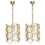 Pair of small golden brass pendants, Sciolari design for Palwa, Germany, 1970s.