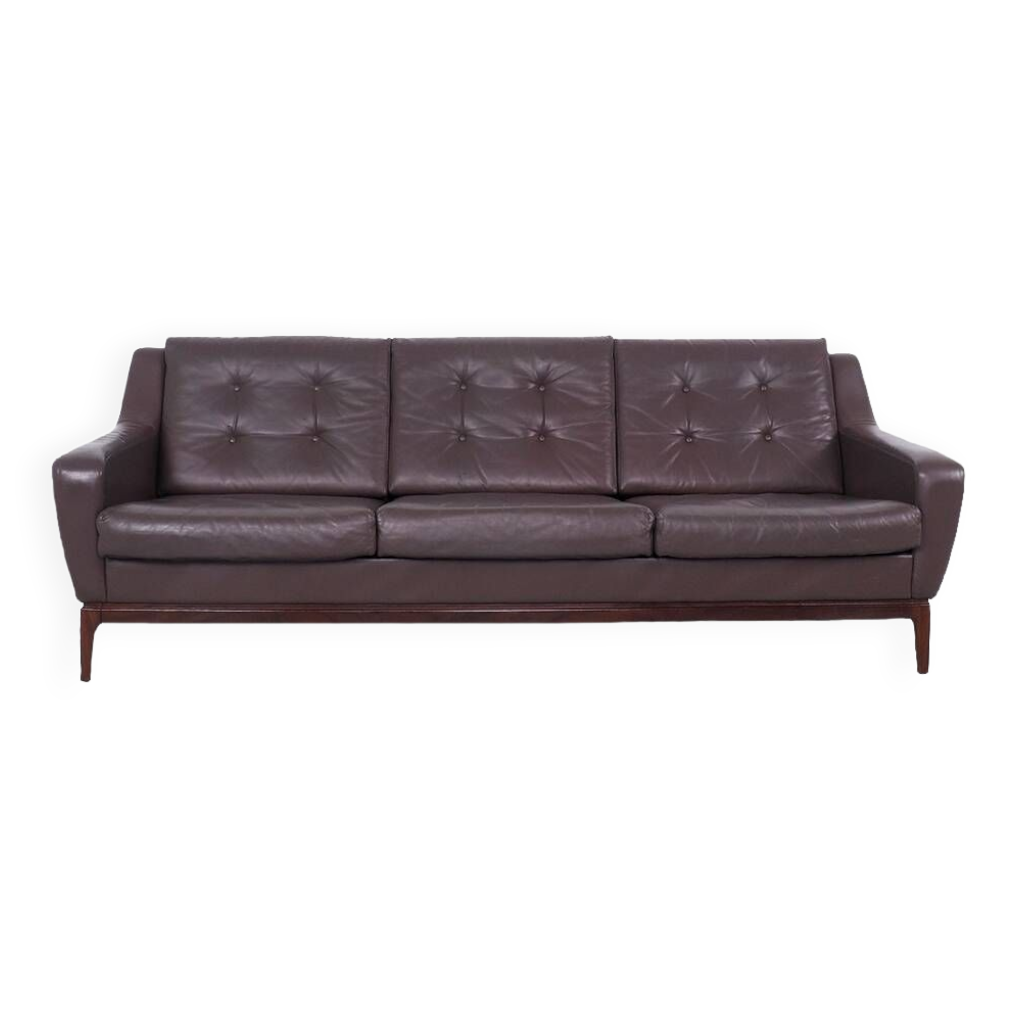 Vintage Brown Leather Sofa on Rosewood Legs from Porfilia Werke, 1960s