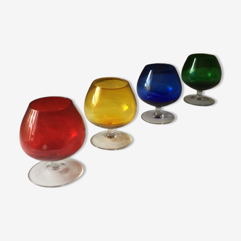 Set of four coloured glass, vintage